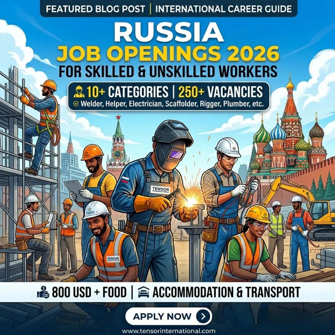 Russia job openings for Indians in skilled and unskilled categories.